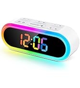 REACHER Dual Alarm Clock, Weekday/Weekend, RGB Night Light, Dimmable, 7 Wake Up Sounds, Snooze, O...