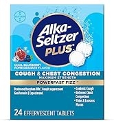 Alka-seltzer Plus PowerFast Fizz, Cough & Chest Congestion Medicine, Cool Blueberry Pomegranate E...