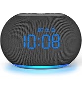 REACHER Digital Alarm Clock Bluetooth Speaker with FM Radio, Auto Dimmable, 7 Wake Up Sounds, 8 C...