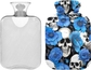 White Sugar Skulls and Blue Poppy Flowers