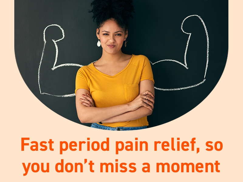 Motrin over-the-counter ibuprofen pain relief tablets provide fast relief from mentrual cramps