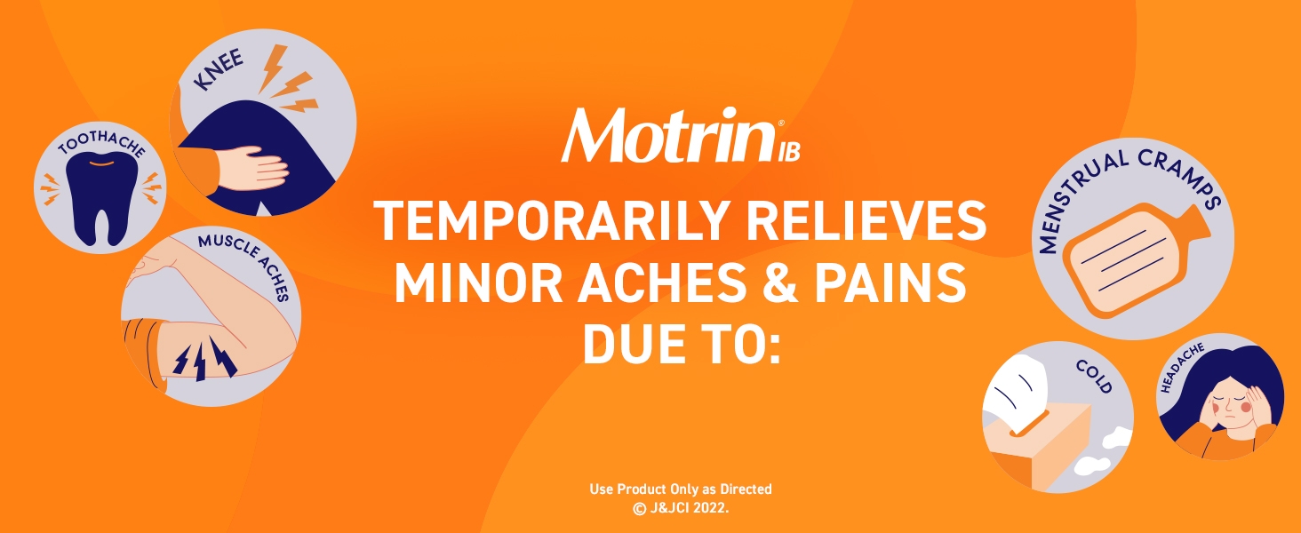 Motrin IB coated caplets contain 200 mg of ibuprofen to temporarily relieve minor aches & pains