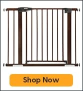 Mom's Choice Award Winner-BABELIO 29-40" Metal Baby Gate with Brown Wood Pattern, Easy Install Pr...