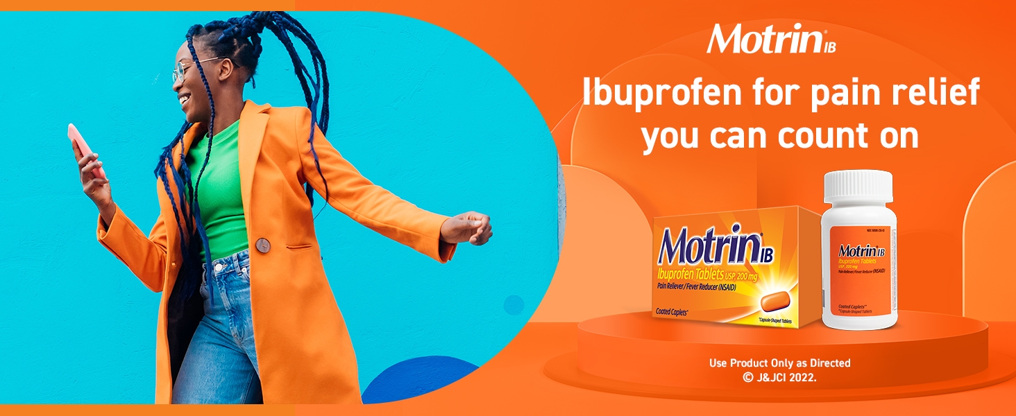 Motrin IB pain medicine & fever reducer caplets, ibuprofen for pain relief you can count on