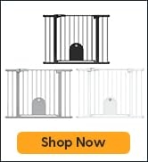 Babelio Auto Close Baby Gate with Small Cat Door, 29-43" Metal Cat Gate for Doorway, Stairs, Hous...