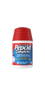 Pepcid Complete Acid Reducer + Antacid Chewable Heatburn & Indigestion Medicine Tablets, 25 count