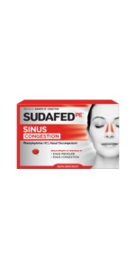 Sudafed PE Sinus Congestion relief medicine with phenylephrine HCl nasal decongestant