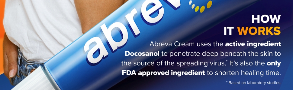 Abreva Docosanol 10% Cream Tube, FDA Approved Treatment for Cold Sore/Fever Blister, 4 grams Twinpac